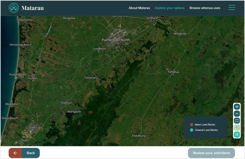 Screenshot of map showing part of Aotearoa